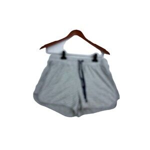 Life is Good Womens Small Gray White Stripe Sleep Shorts Drawstring Pajama Loung
